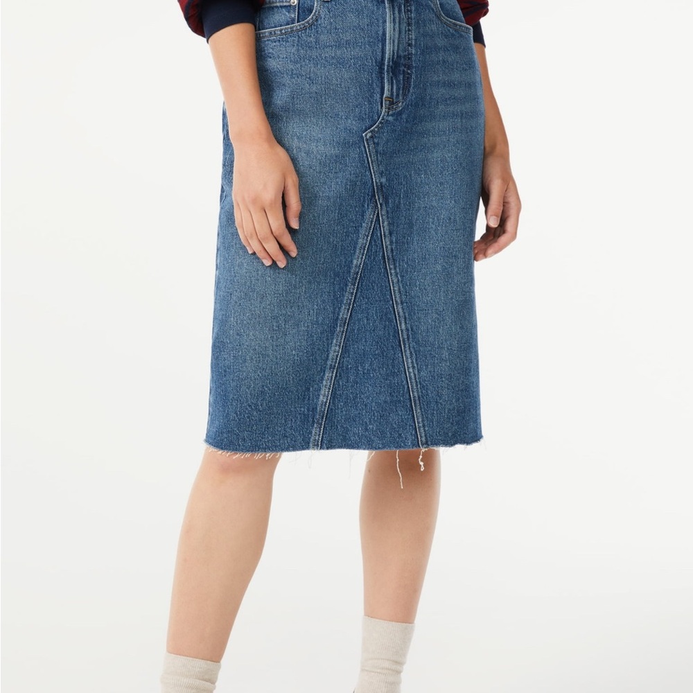 Free Assembly Denim Pencil/Midi Skirt